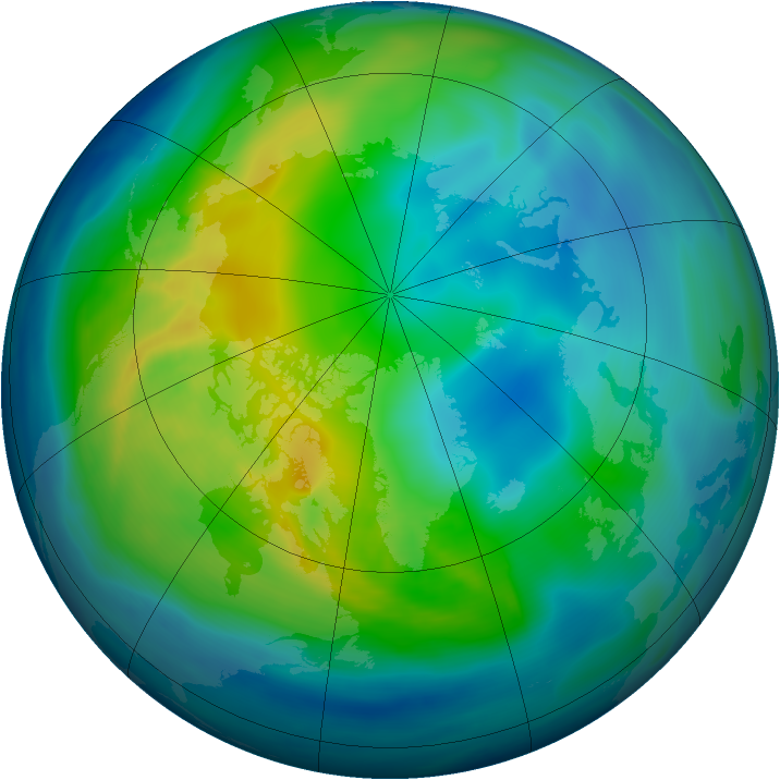 Arctic ozone map for 05 November 2005